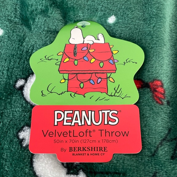 Peanuts Snoopy and Woodstock Christmas Blanket, Green, 50x70 - Picture 7 of 9